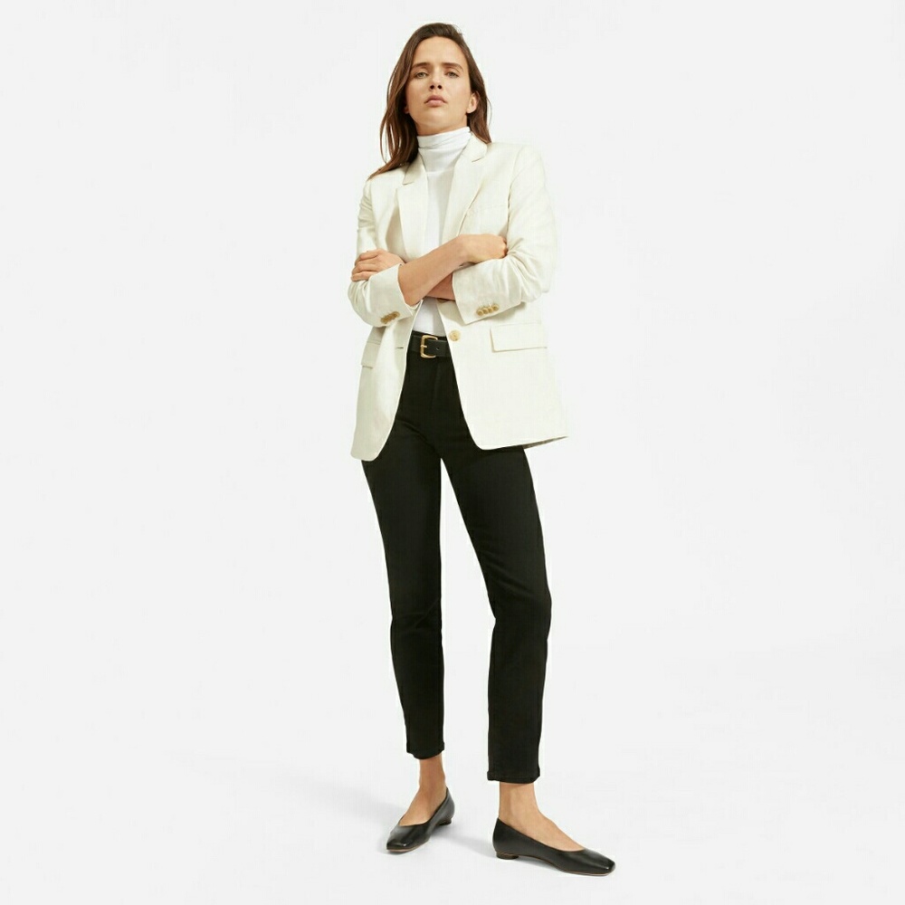 Everlane Cotton-Linen Blazer in Bone